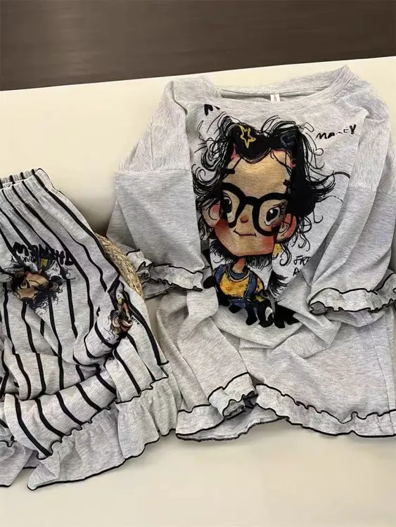 【黑花边】卡通眼睛萌妹短袖短裤家居服凉感两件套可外穿家居服夏季