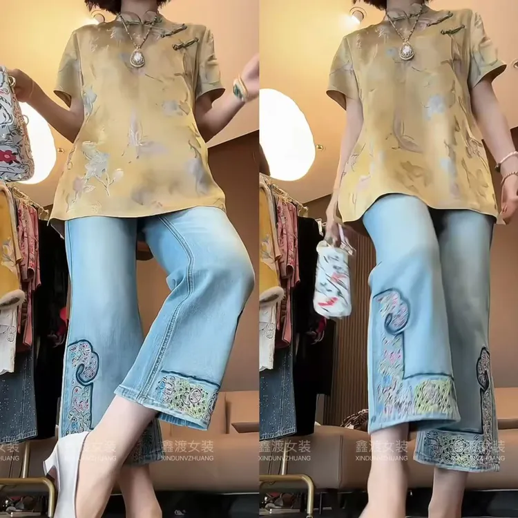 2025夏季新款时尚显瘦气质女士网红洋气两件套百搭款D9715