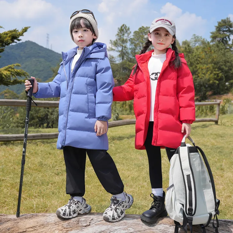 【萝卜呗呗】儿童洋气羽绒休闲服冬季新款白鸭绒中长款连帽保暖外套