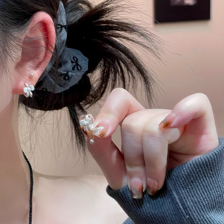 【沁汝饰品】FQ771蝴蝶结耳扣四件套轻奢高级少女