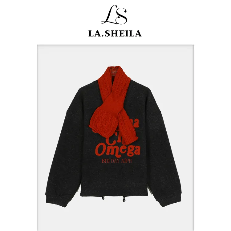 LA.Sheila “大羊驼”加绒加厚撞色围巾上衣254-WY/1206-25767