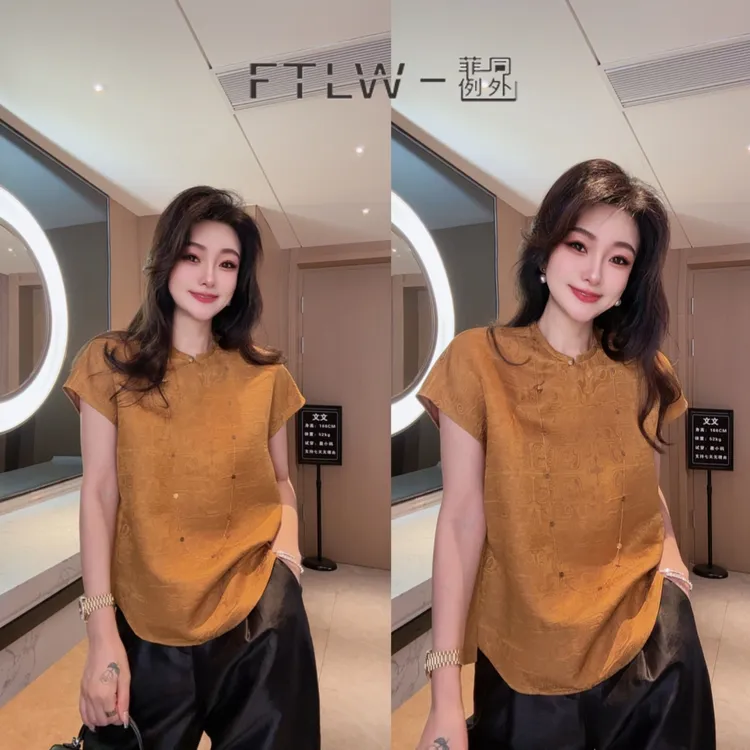 板熙FTLW-【凤鸣】轻奢高级感气质时尚优雅女装坎袖小衫-3579