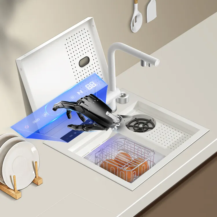 尼洛施白色智能净化水槽果蔬消毒水触媒吧台岛台西厨小单槽洗杯器