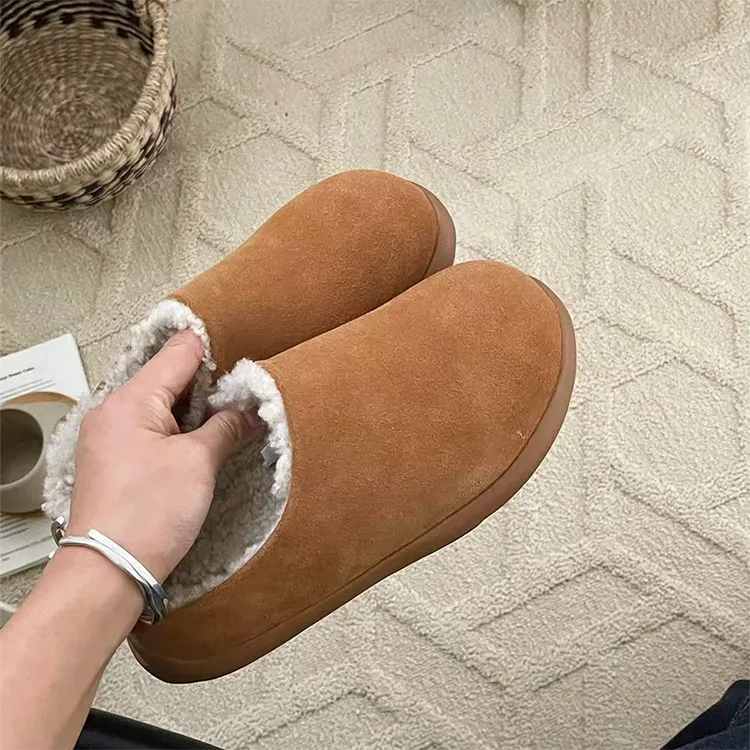 勃肯鞋厚底增高小个子新款小土豆穆勒鞋加绒毛毛鞋半拖厚底秋冬