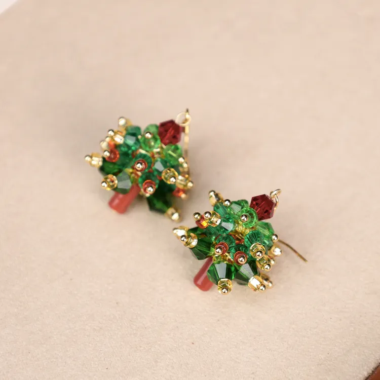 合金耳饰 LZ4879-1【圣诞树】圣诞节琉璃耳环
