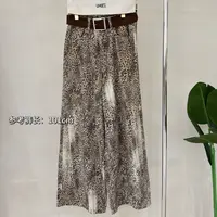 新品豹纹拖地裤-