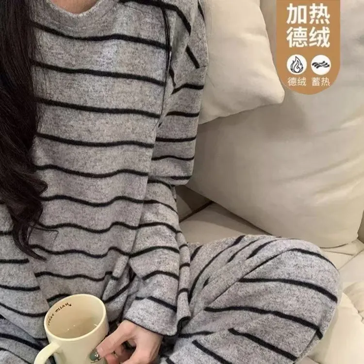 【秋冬德绒】长袖睡衣女秋冬加厚甜美可爱卡通学生韩版家居服套装