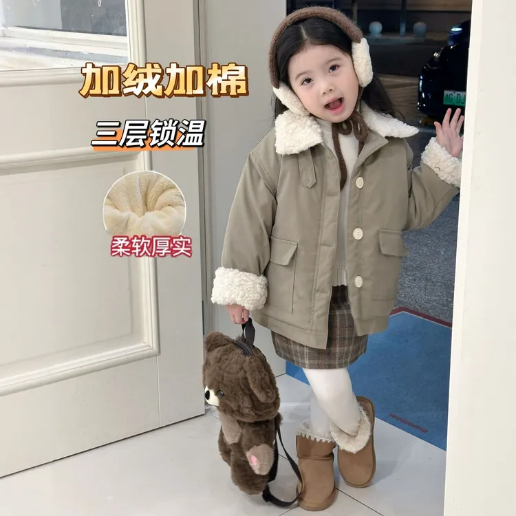 男女同款~冬季棉袄加绒夹棉中长款派克服加厚棉服翻领大衣外套