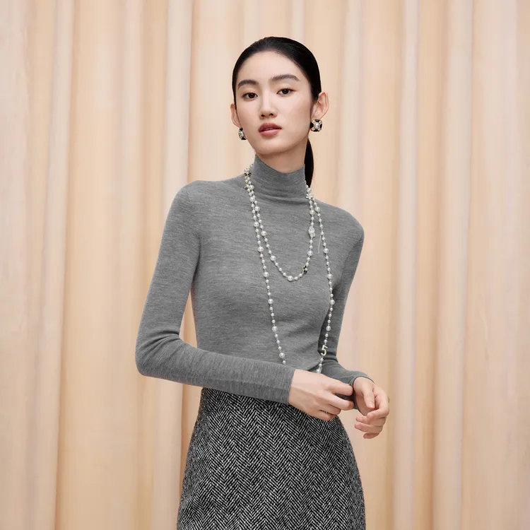 LIME/莱茵【至简新生】冬打底多色半高领针织套头衫LDGD8BKPRK01