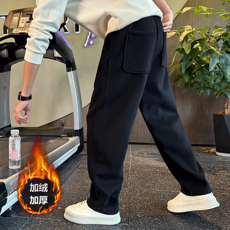 男士加绒裤子男款秋冬款加厚卫裤男装爆款2025新款宽松运动休闲裤