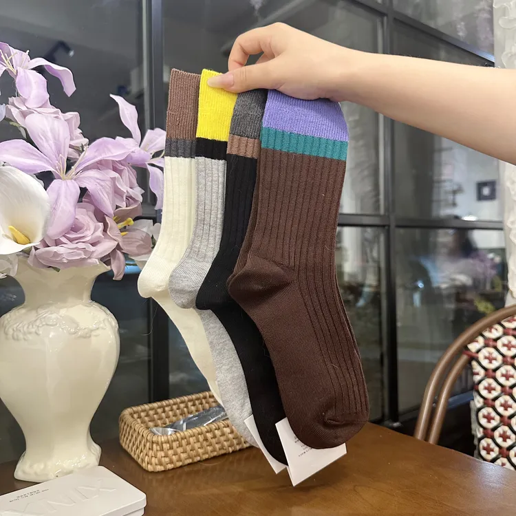 袜子女长筒袜公主风秋冬季运动风韩版学院风简约纯棉饰品中筒袜