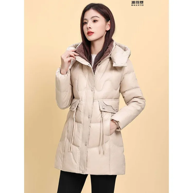 优选波司联名RXNT羽绒服女冬季2025新款中长款可拆卸帽防风加厚保