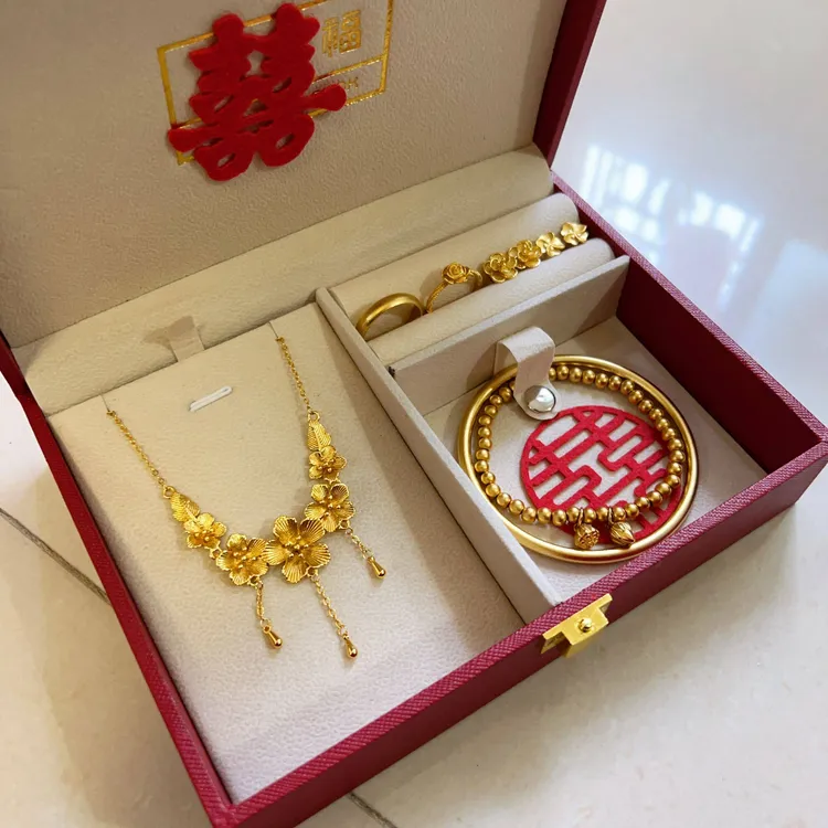 合金婚庆饰品 订婚结婚首饰新娘仿真五金假三金在逃公主三生花女