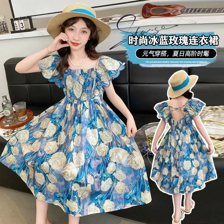 女童连衣裙公主裙夏装夏季2025新款儿童棉布碎花公主泡泡裙子洋气