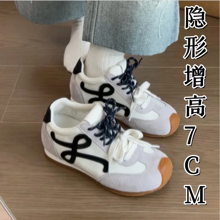 2025春夏季7CM增高休闲鞋2025新款歪头鸳鸯带透气德训鞋女阿甘鞋