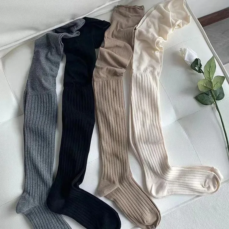 纯色堆堆过膝袜女秋冬长筒袜日系jk小腿袜瘦腿高筒网红拼接大腿袜