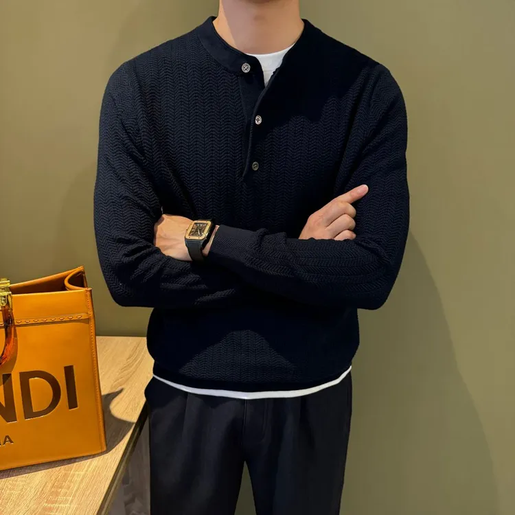 WUSHE物社【纯棉】男士秋冬通勤上班内搭毛衣百搭套头保暖针织衫男
