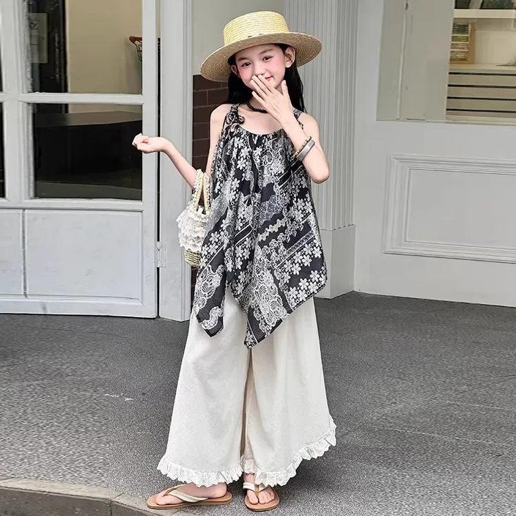 女童气质吊带夏季2025新款儿童夏装高级感度假风超好看女大童裙裤