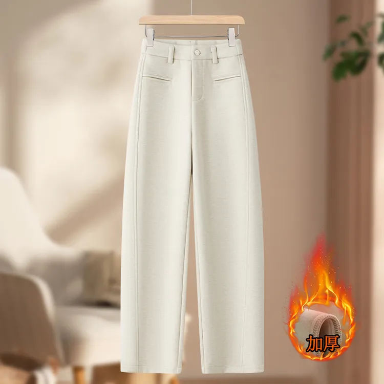 窄版醋酸羊毛裤女2025新款秋冬镰刀裤高腰加厚香蕉裤显瘦休闲裤子
