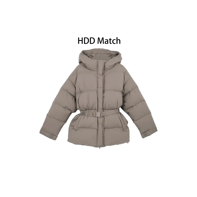 HDD- "羽绒篇章" 90白鸭绒 冬季女款收腰法式修身连帽羽绒服Y9689