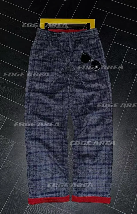 【EDGE AREA】品牌正品面料 复古格纹羊毛高奢撞色高腰休闲裤888-18