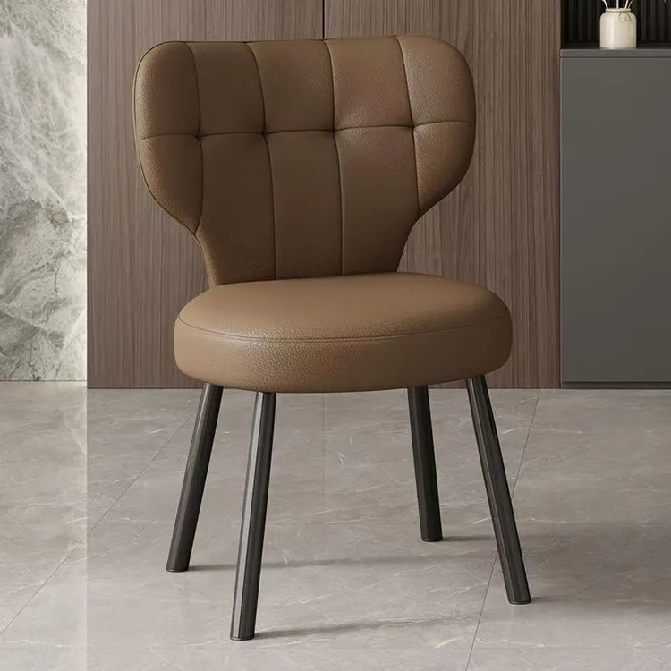 意式极简轻奢高档餐椅弹簧椅靠背凳餐厅凳子网红餐椅轻奢