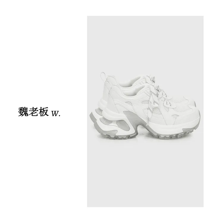 W.Diva【云端之上】网面全真皮透气休闲鞋显瘦增高老爹鞋51X021643