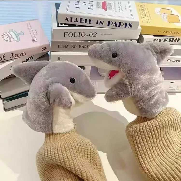 贪吃小鲨鱼手偶手套可张嘴的额毛绒鲨鱼臂鲨鱼手互动玩偶