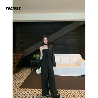 王少女YOKLASS 深灰色针织开衫抹胸休闲裤套装 S37590S53