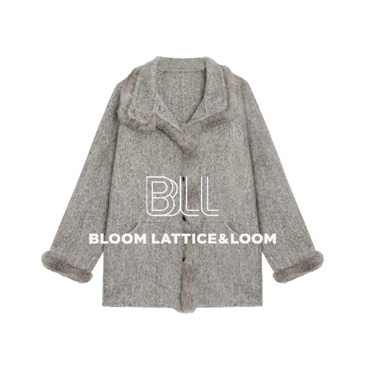 不理理“章台如烟”设计感时尚兔毛羊驼毛绵羊毛短款毛呢外套