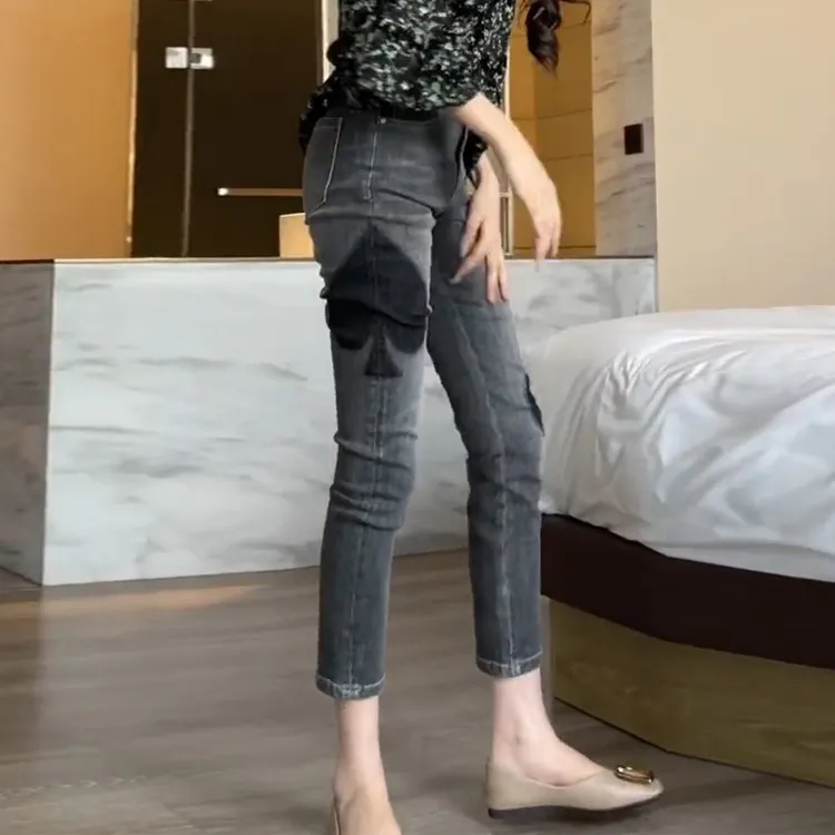 弹力小脚牛仔裤女2025春季新款梨形身材修身显瘦小个子九分铅笔裤