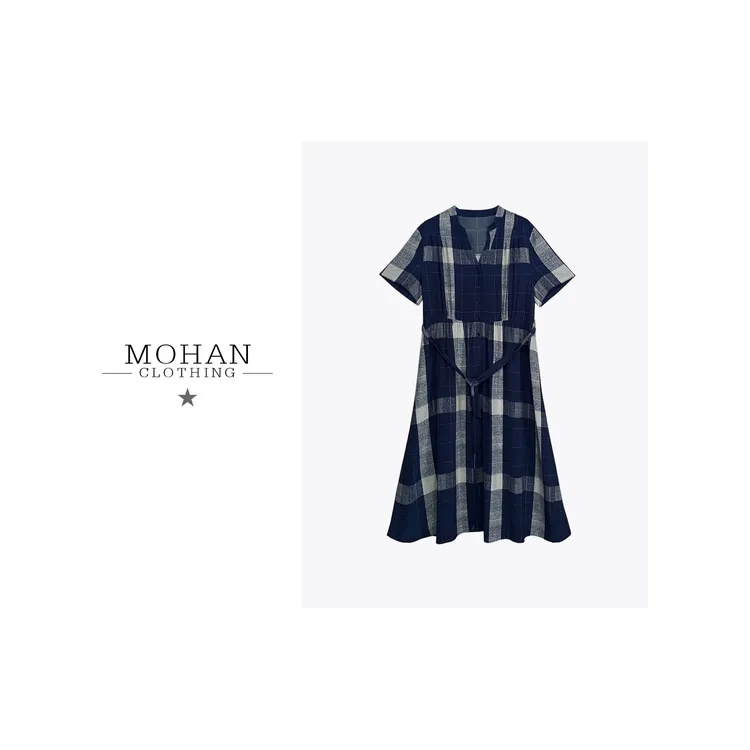 CLOTHING/墨含轻奢时尚简约休闲气质半开领宽松女士连衣裙WLL3087