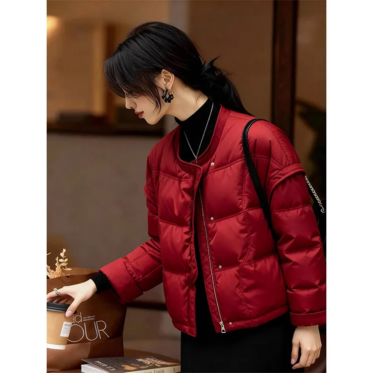 超好看2025新款韩系加厚红色面包服保暖棉袄棉服冬装夹棉短款外套