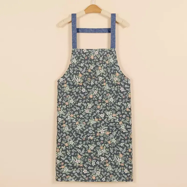 韩版时尚耐脏家居厨房工作服棉布背带无袖帆布加厚围裙成人防油