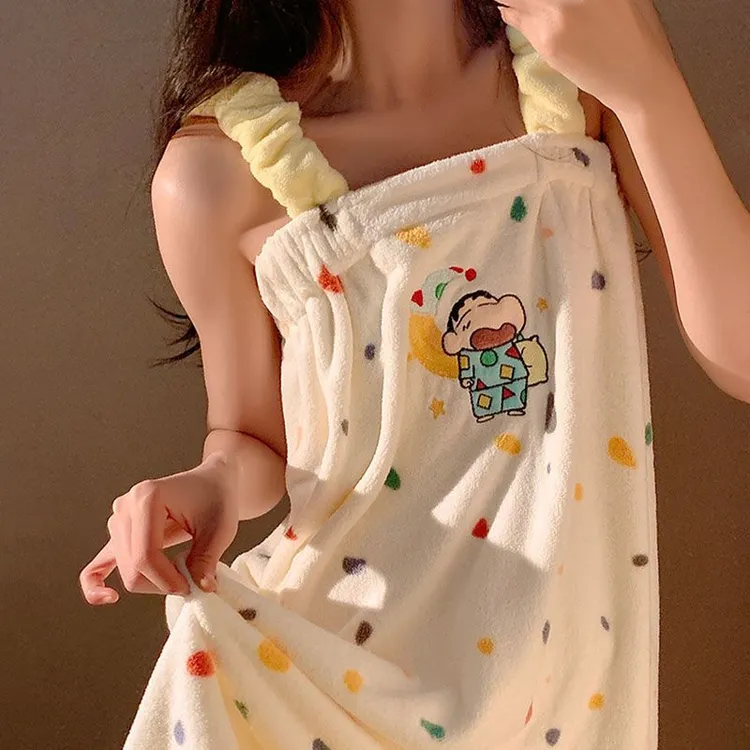 可爱蜡笔小新干发帽超强吸水速干包头发毛巾成人洗头珊瑚绒浴帽gh