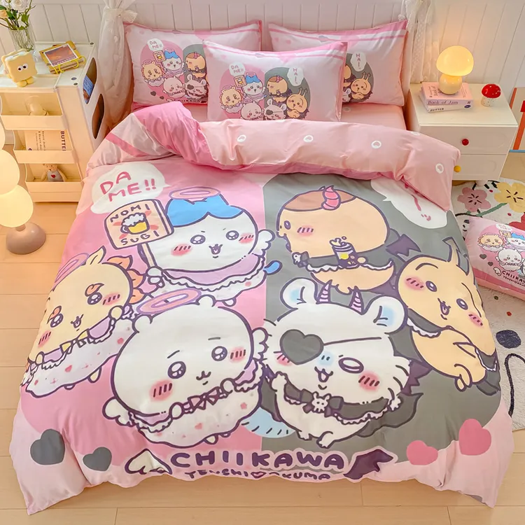 卡通全棉四件套被罩小熊纯棉可爱轻松熊女孩亲肤学生宿舍三件套