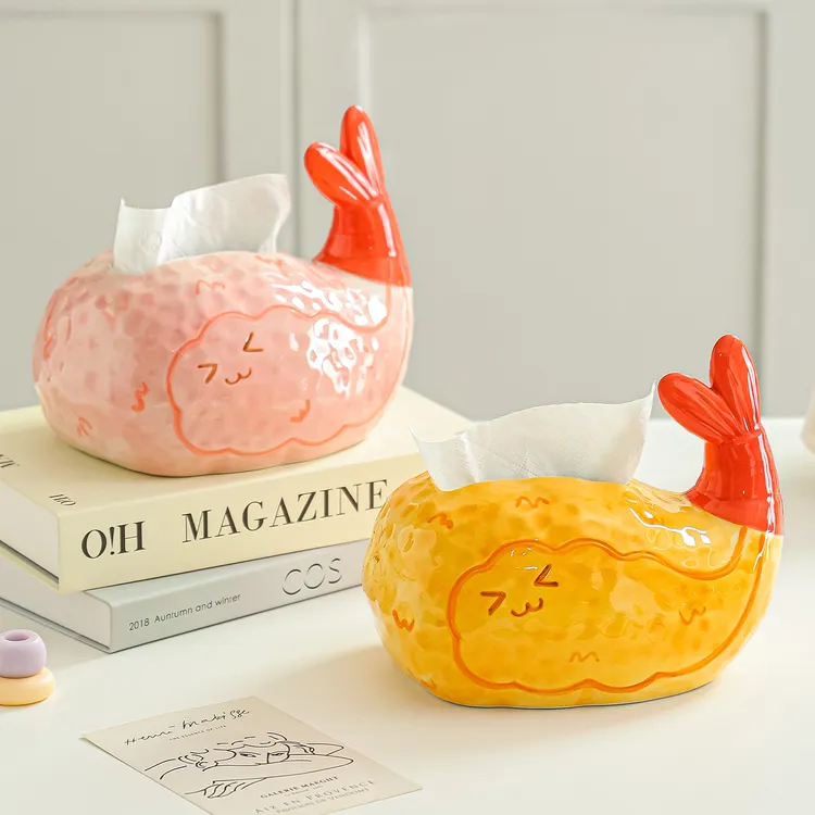 天妇罗纸巾盒创意陶瓷纸抽盒客厅高级感抽纸盒家用桌面高颜值摆件