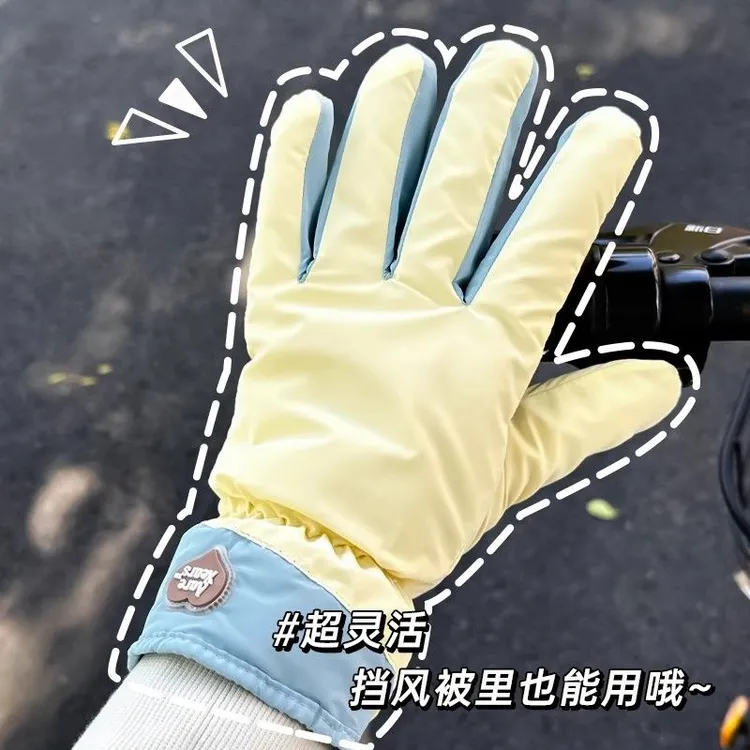 新款防风骑行手套女冬季保暖神器防冻加绒电动车滑雪手套可触屏LW