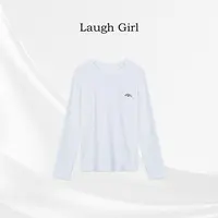 楚楚君 Laugh girl【秋季必备】圆领简约百搭字母长袖T恤TL531199J