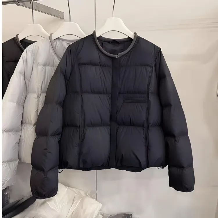 休闲时尚圆领短款羽绒服女2025冬季新款韩版保暖宽松百搭上衣外套