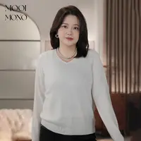 MOOI MONO"实穿主义"显瘦气质纯色羊毛羊绒V领针织衫女 Z886C53