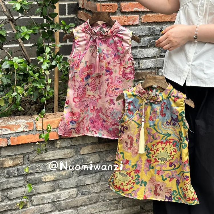 QHY-2575-儿童法式洋气百搭碎花无袖连衣裙（夏款）