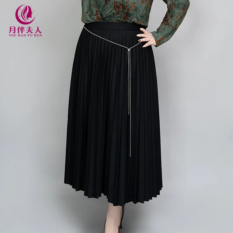 月伴夫人 2023秋冬季新款大码百褶舒适气质半身裙2113