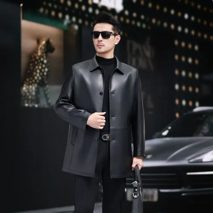 【海宁真皮皮衣】2025秋冬季新款头层绵羊皮皮衣男士夹克中长款外套