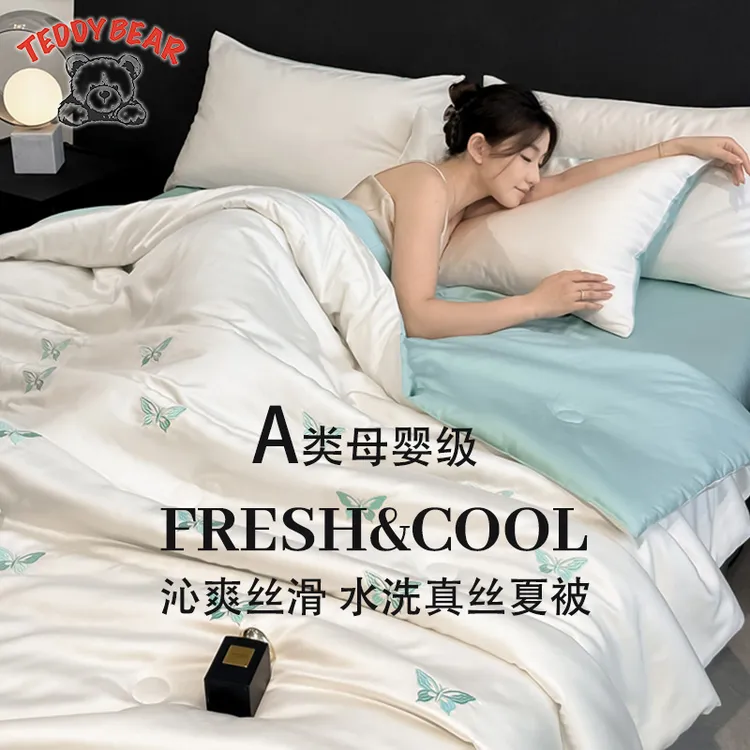 2025新款A类水洗真丝夏被夏凉被夏季冰丝绣花空调被子床品学生