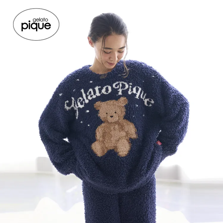 gelato pique25秋冬新品女套装半边绒小熊套头睡衣长裤PWNT255388