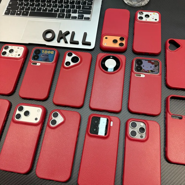 欧克里里秋冬高颜值皮纹适用苹果17/16手机壳华为P70vivo小米oppo