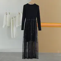 【半价q仓-唐长老自营】90827女装针织衫连衣裙A70-11黑色毛衣裙