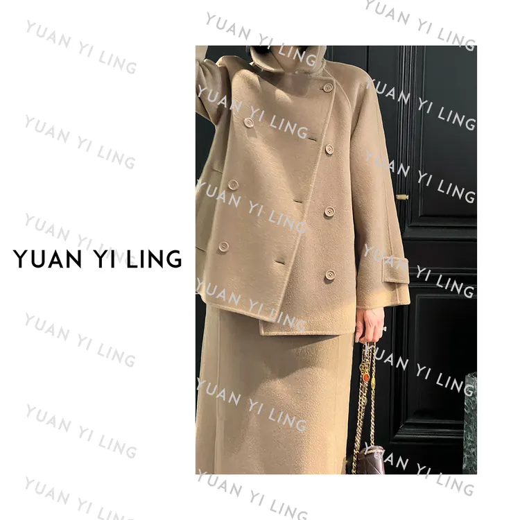 袁艺灵【M家奢品】秋冬羊绒M家翻领双排扣显瘦气质外套