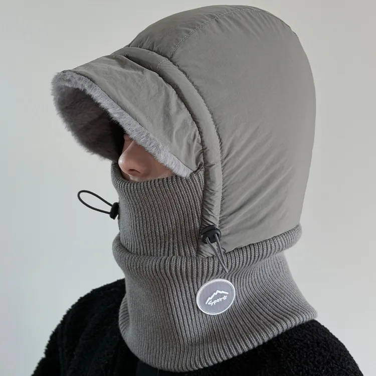 冬季帽子面罩围脖一体帽女骑车滑雪护耳帽加绒保暖护颈套头防寒帽